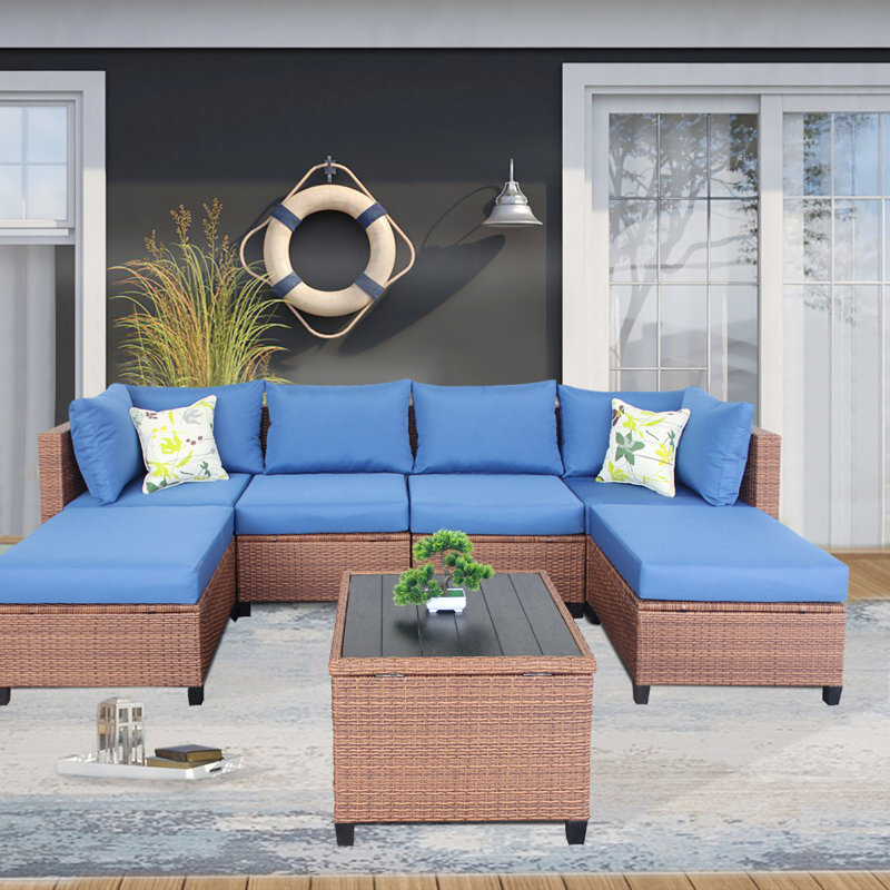 Latitude Run® Outdoor Furniture B1 4Piece Cushion Pe Wicker Rattan